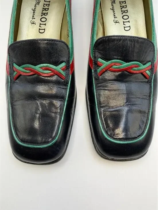VTG M. Jerrold by Margaret J. Women’s Shoes Navy W/Green Red Trim 7.5 - Picture 3 of 9